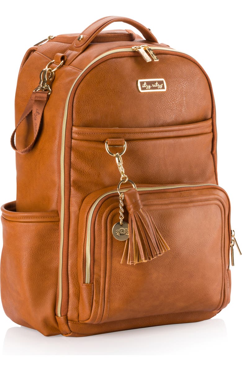 Itzy Ritzy Boss Plus Large Diaper Bag Backpack, Alternate, color, Cognac