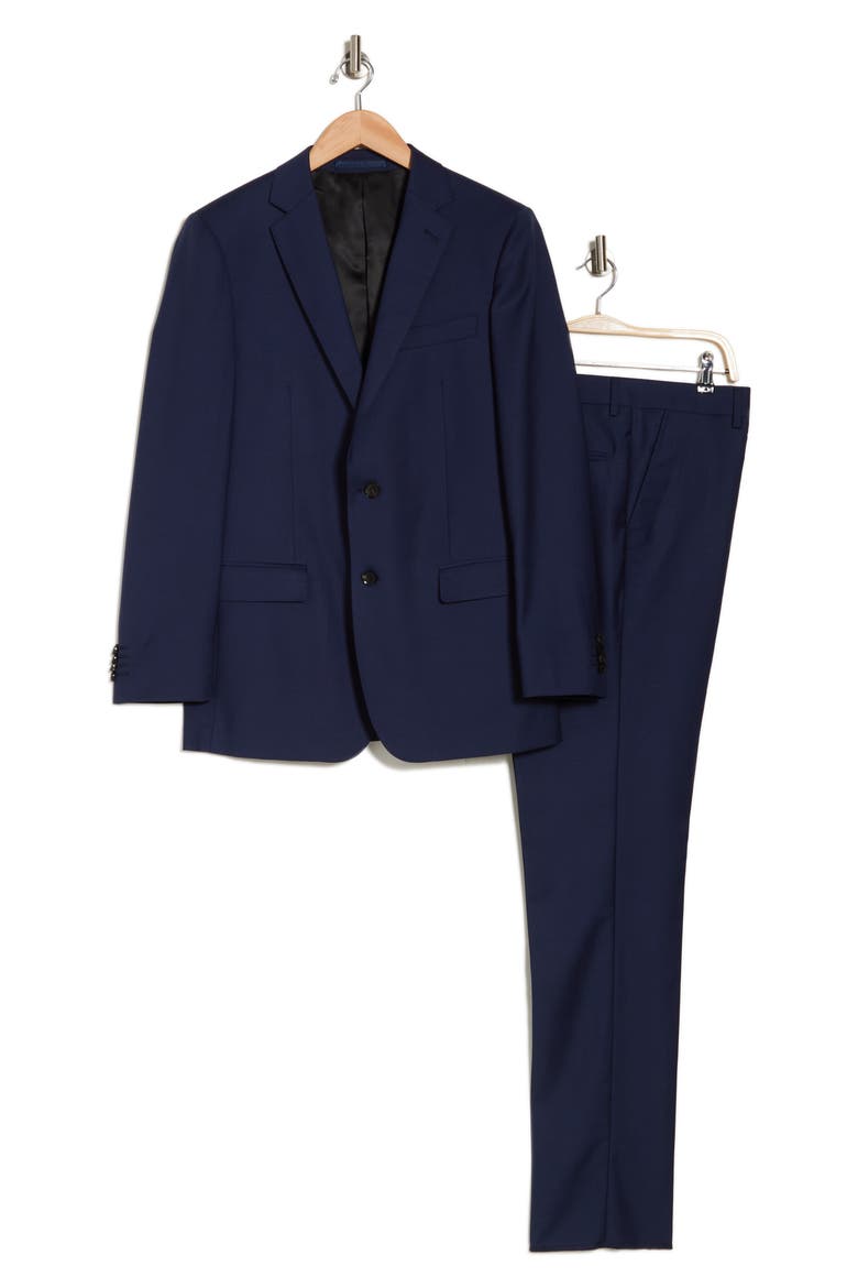 Two Button Notch Lapel Slim Fit Wool Suit, Alternate, color, BLUE