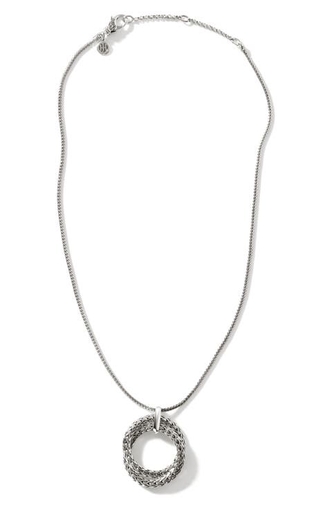 Soft Chain Pendant Necklace, Silver, 1.8mm