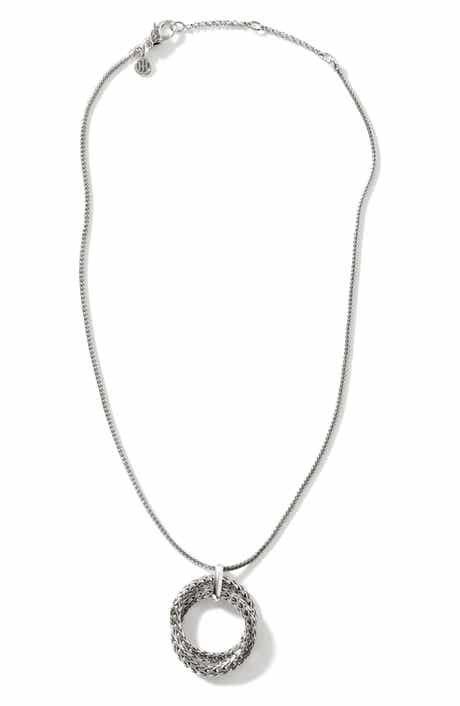 John Hardy Soft Chain Pendant Necklace, Silver, 1.8mm