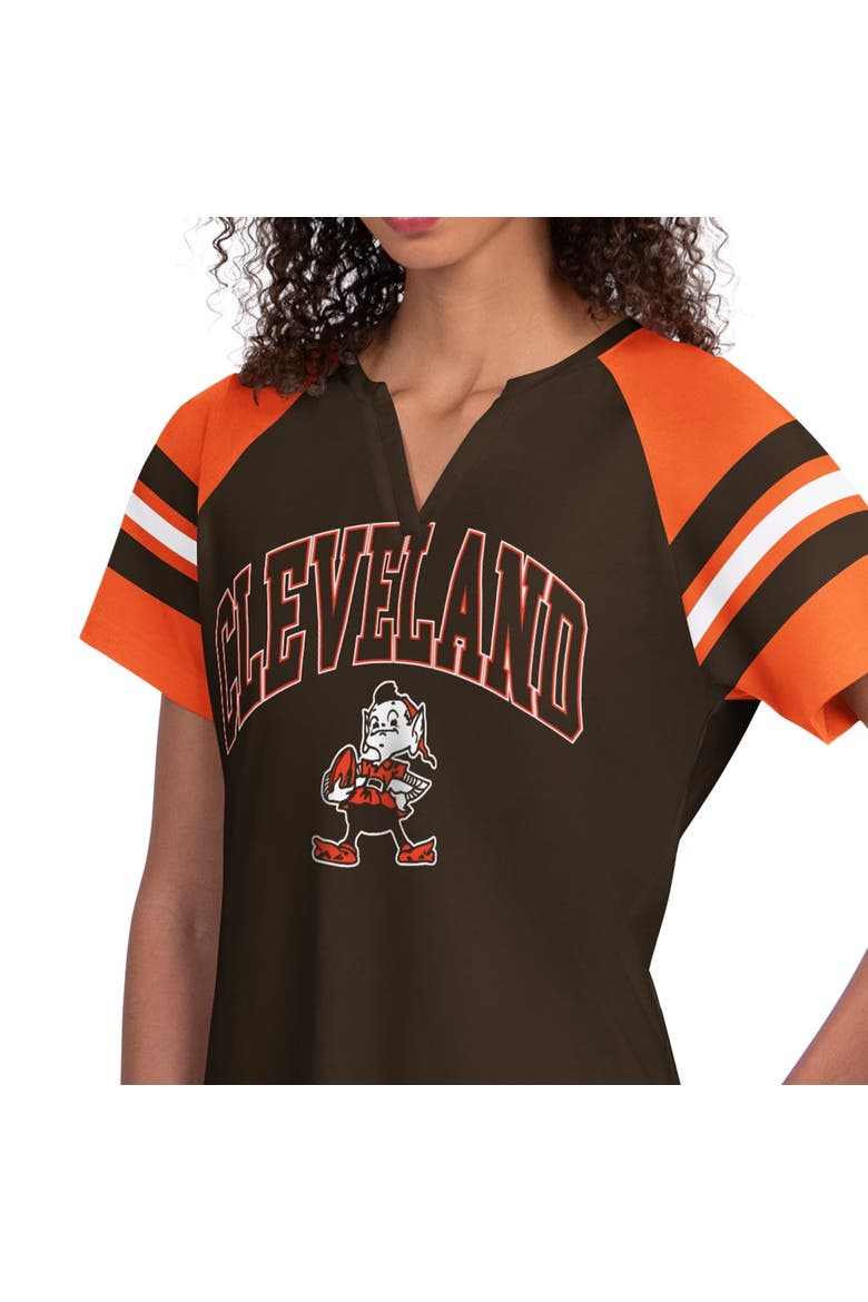 Women's Starter  Brown Cleveland Browns Game On Notch Neck Raglan T-Shirt, Alternate, color, Brown
