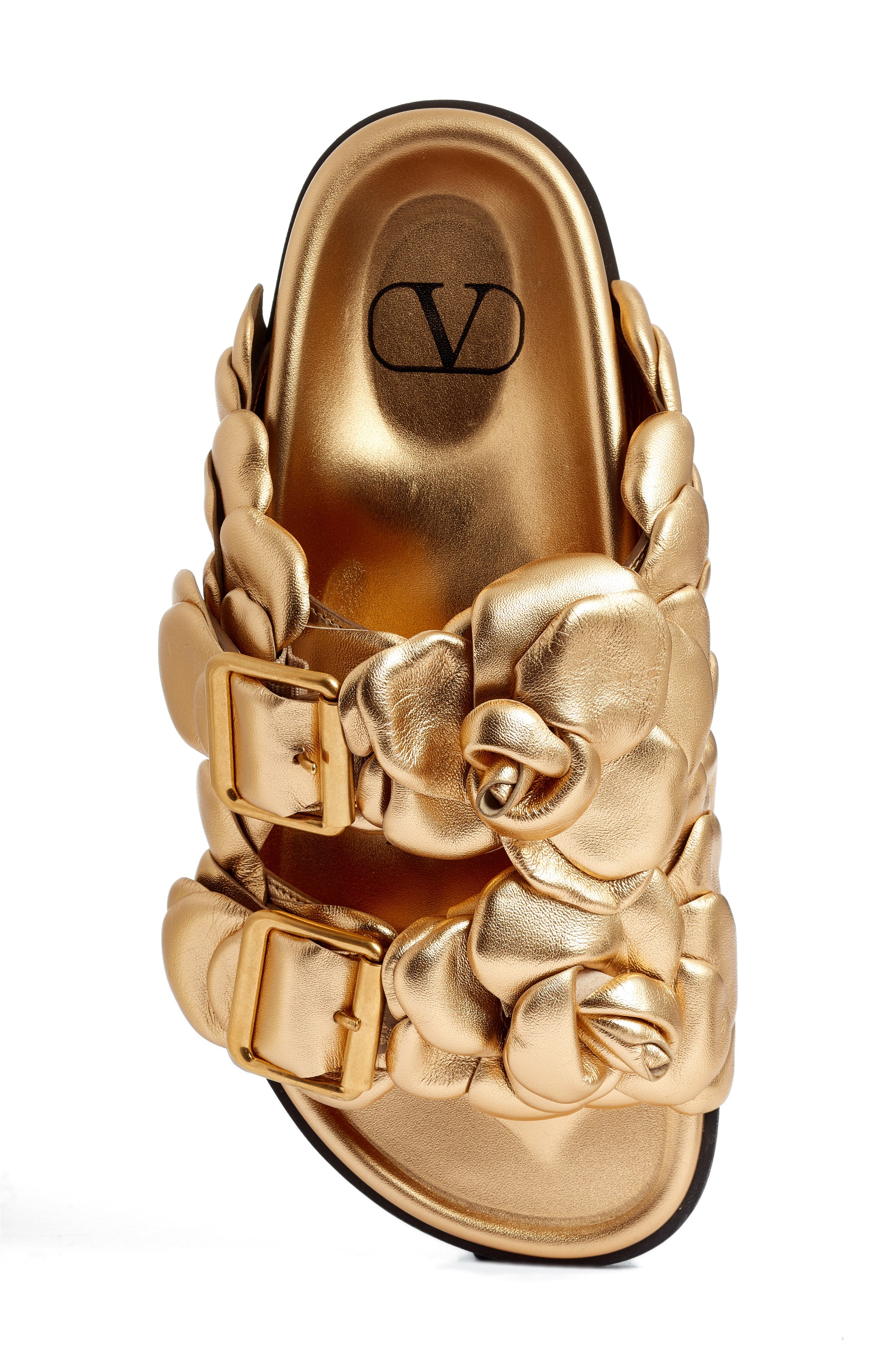 Valentino Garavani Atelier 03 Rose Edition Metallic Slide Sandal, Alternate, color, 
