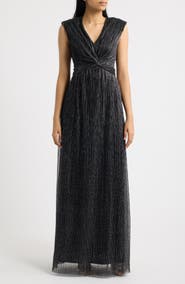 Vince Camuto Metallic Crinkle Gown