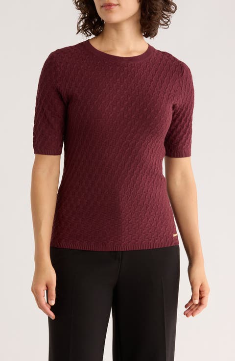 Textured Elbow Sleeve Sweater