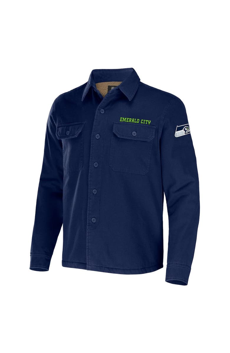 NFL X DARIUS RUCKER Men's NFL x Darius Rucker Collection by Fanatics College Navy Seattle Seahawks Canvas Button-Up Shirt Jacket, Alternate, color, Navy