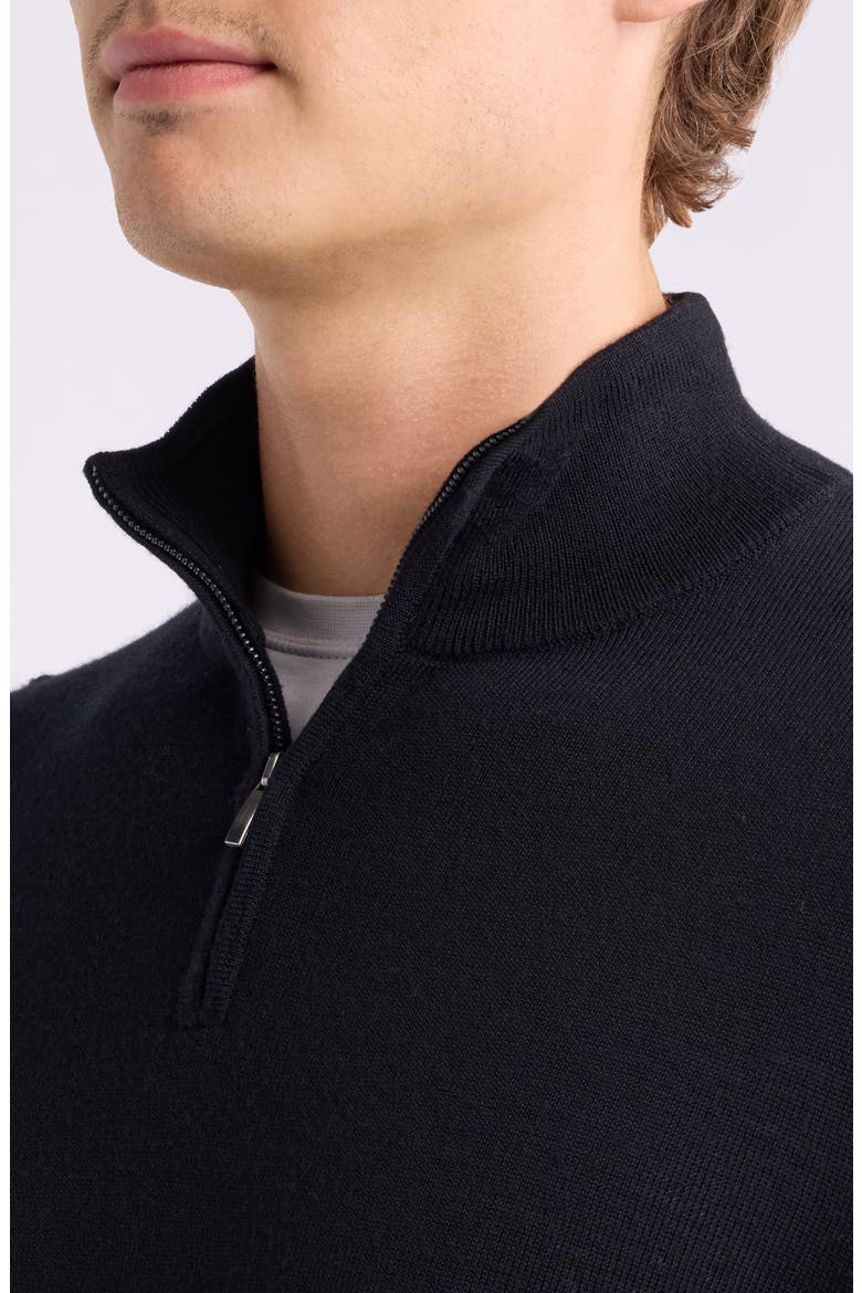 Washable Italian Merino Wool Quarter Zip Sweater, Alternate, color, BLACK