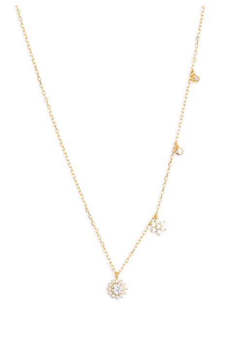 Cubic Zirconia Flower Shaker Necklace