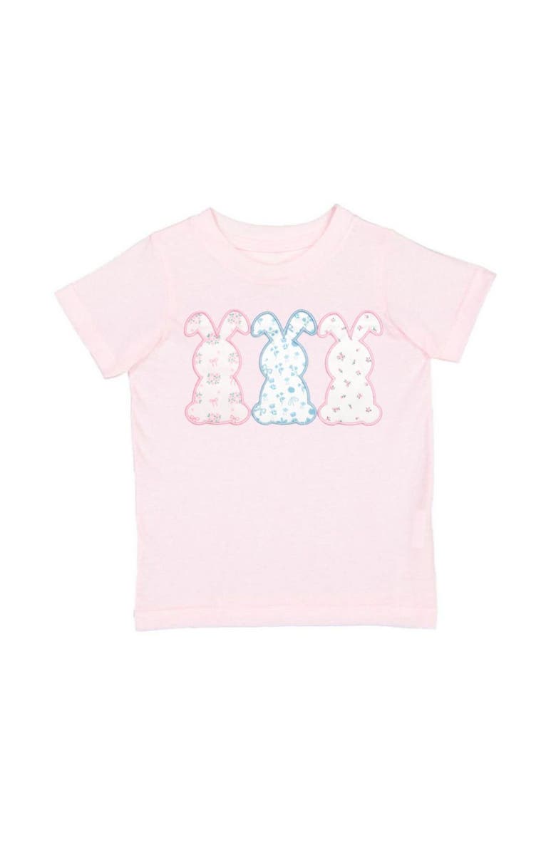 Sweet Wink Floral Bunny Patch Easter Short Sleeve T-Shirt, Main, color, Ballet Pink