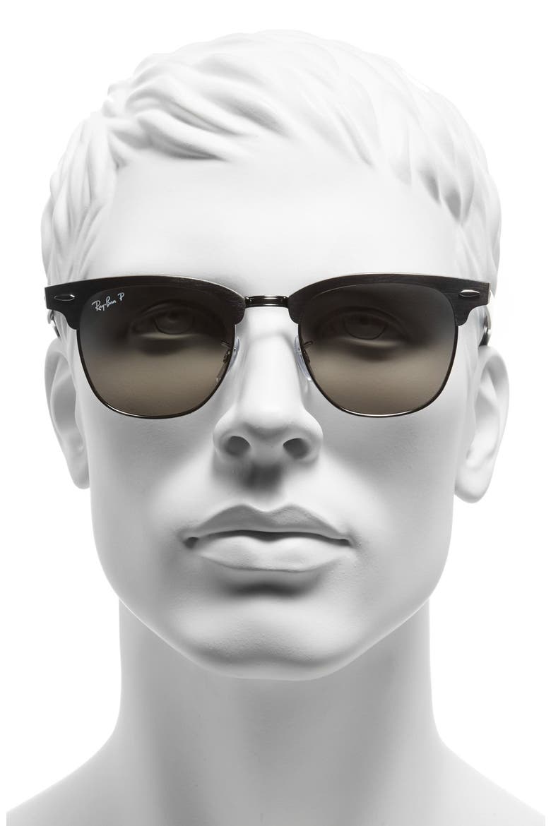 'Clubmaster - Modern Temple' Polarized Sunglasses, Alternate, color, GREY