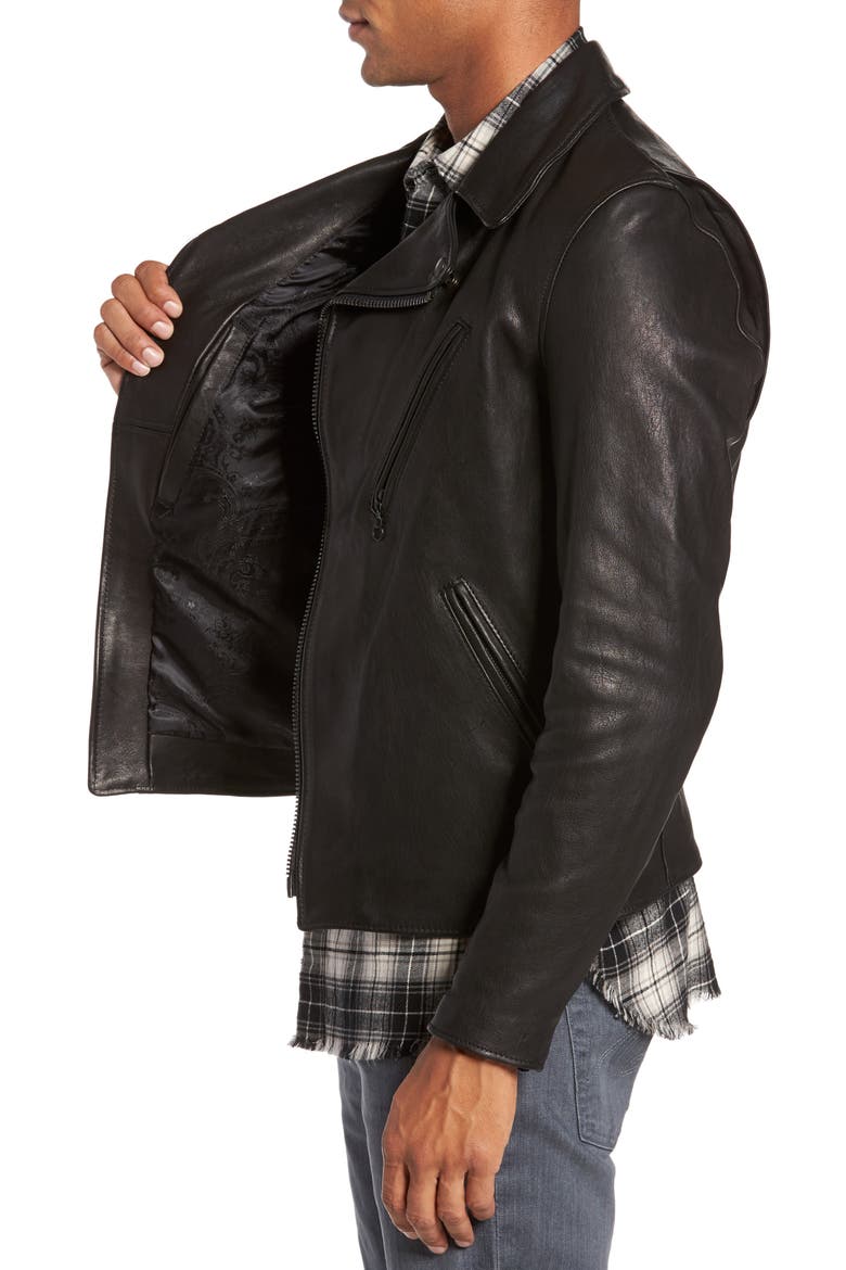 Leather Moto Jacket, Alternate, color, BLACK