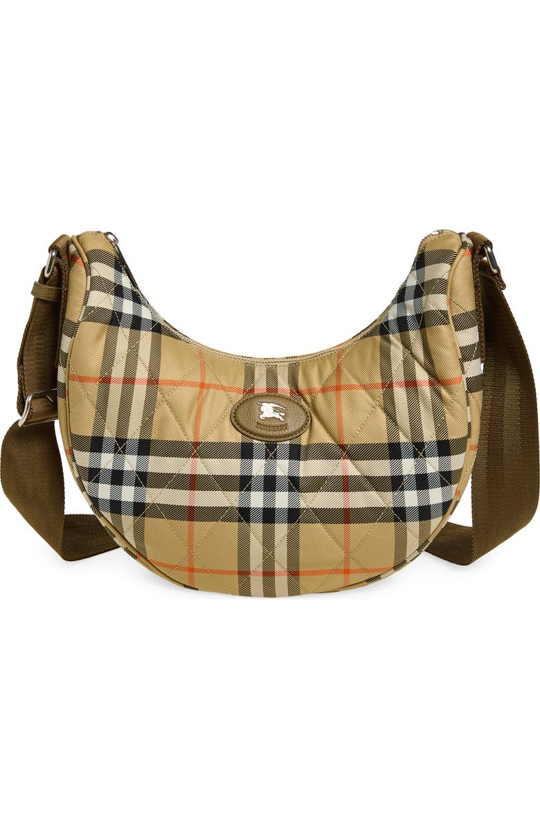 Burberry Horseshoe Quilted Twill Crossbody Bag, Main, color, Sand