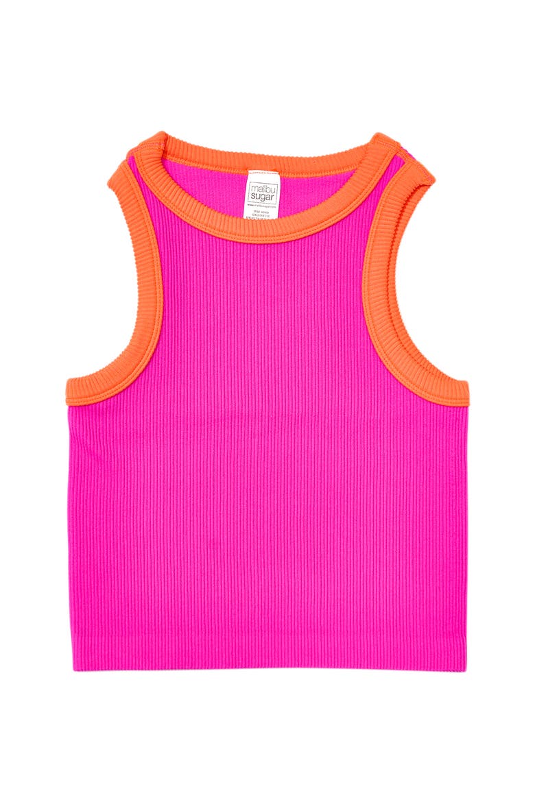 Contrast trim sleeveless top, Alternate, color, Neon Fuchsia- & Orange