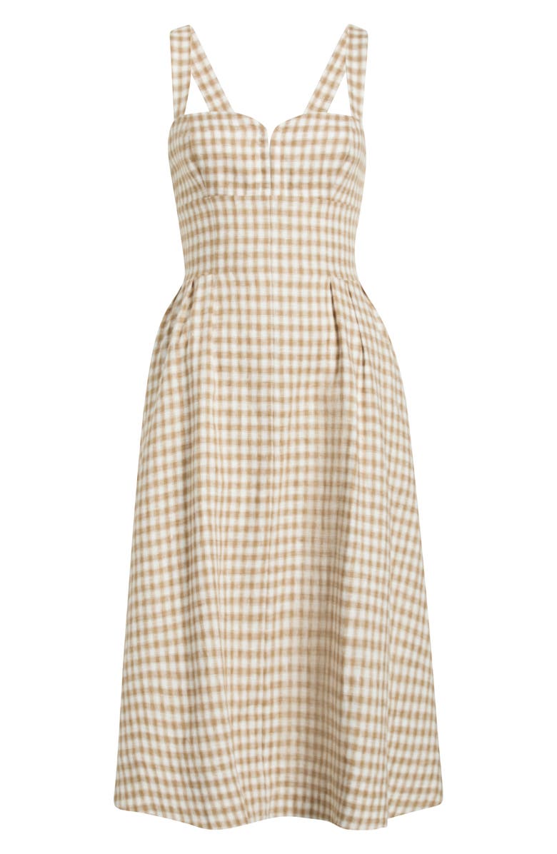 Reformation Roma Linen Sundress, Alternate, color, Dunes Check