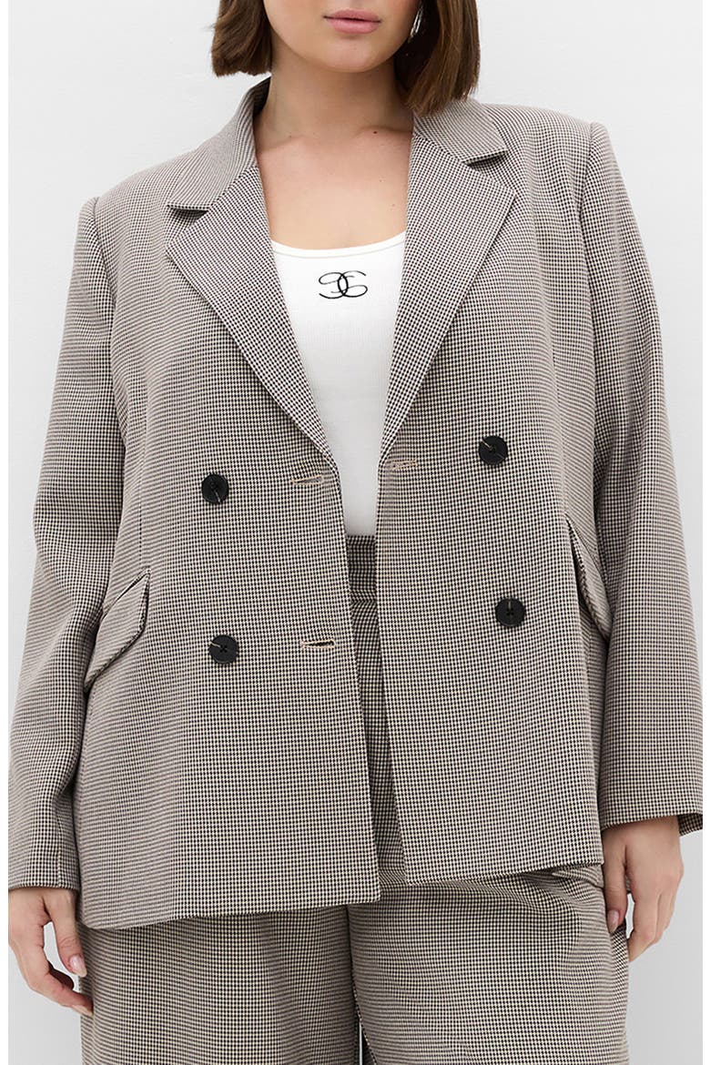 Hailey Checked Double Breasted Jacket, Main, color, NEUTRAL CHECK