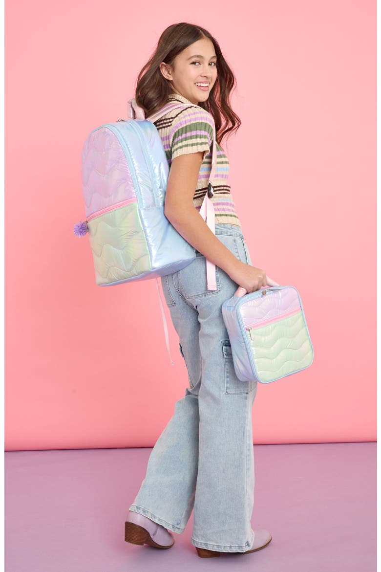 Kids' Quilted Colorblock Lunch Tote, Alternate, color, GREEN MULTI