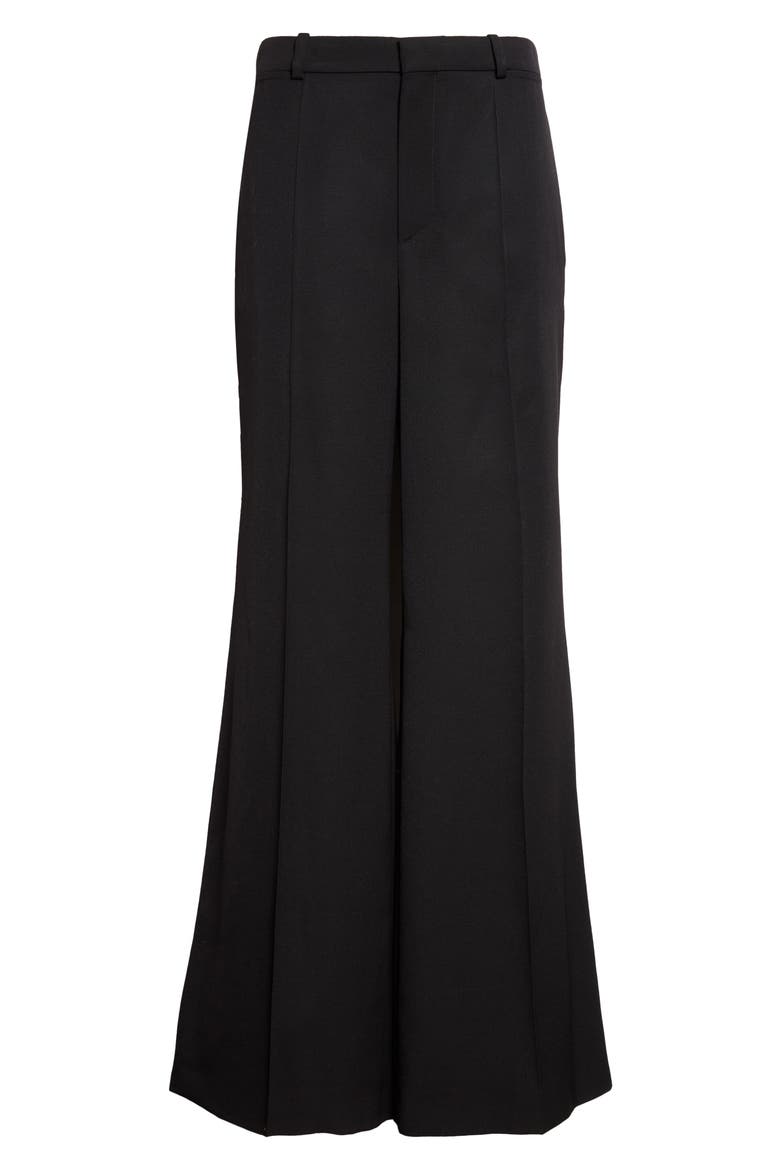 Virgin Wool Grain de Poudre Wide Leg Pants, Alternate, color, BLACK