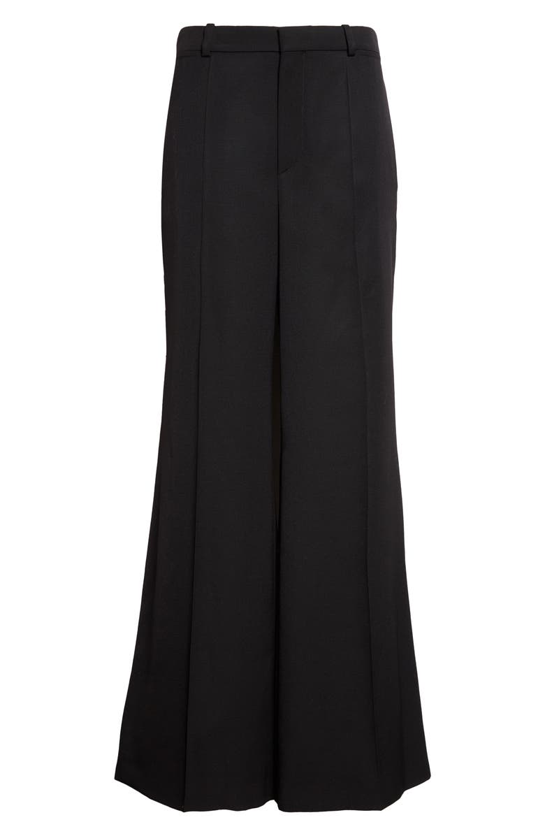 Chloé Virgin Wool Grain de Poudre Wide Leg Pants, Alternate, color, Black