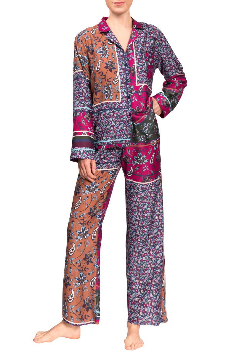 Everyday Ritual Allison Angela Floral Cotton & Silk Pajamas, Main, color, 