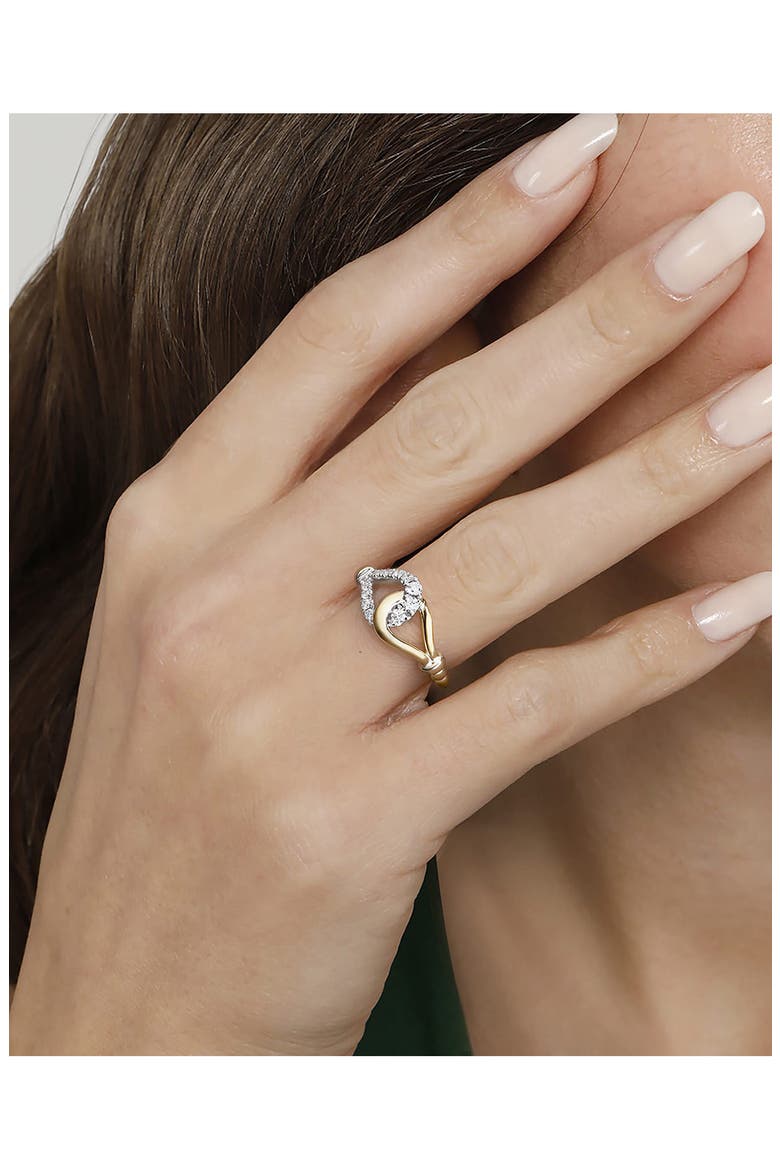 Bujukan Strides Stirrup Two-Tone 14K Gold & Diamond Ring, Alternate, color, TWO TONE