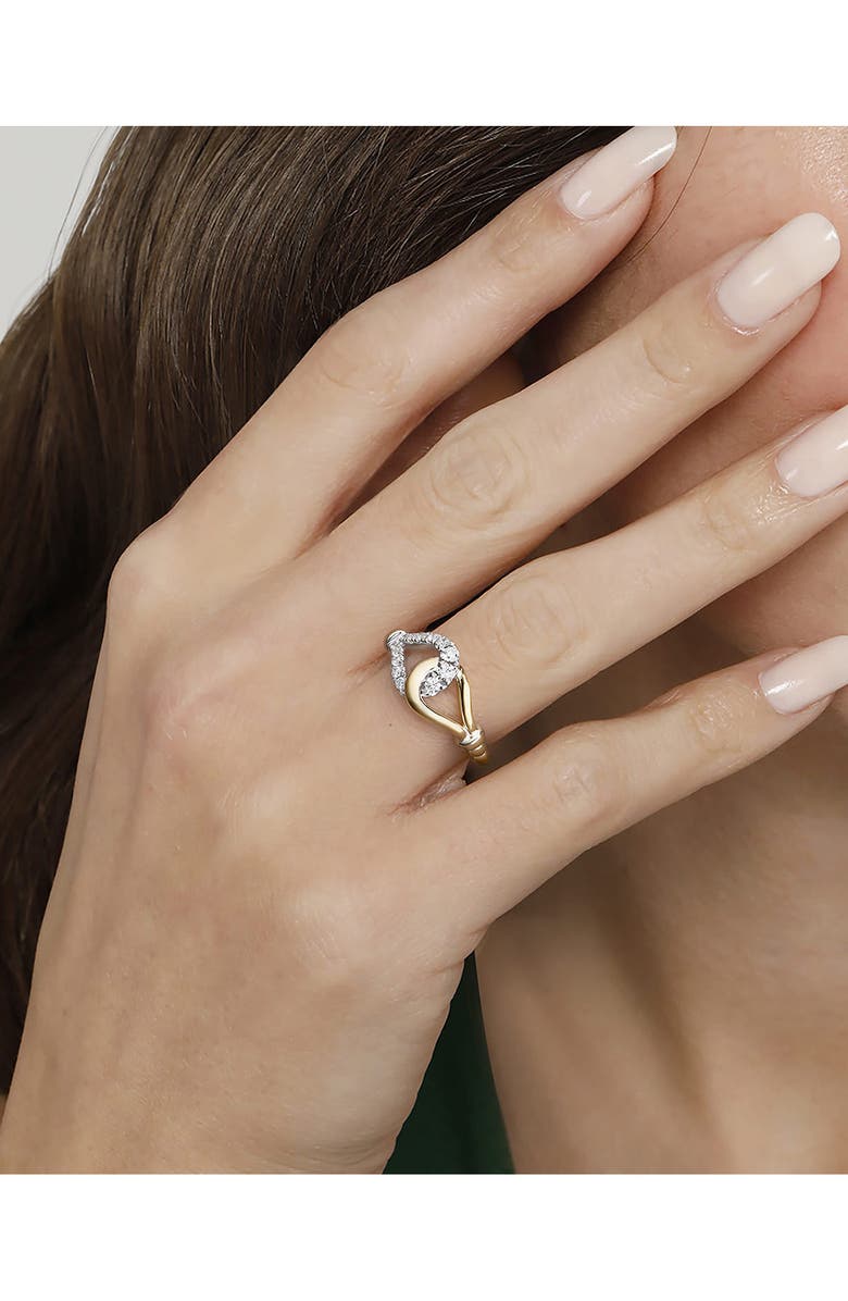 Gabriel & Co. Bujukan Strides Stirrup Two-Tone 14K Gold & Diamond Ring, Alternate, color, Two Tone