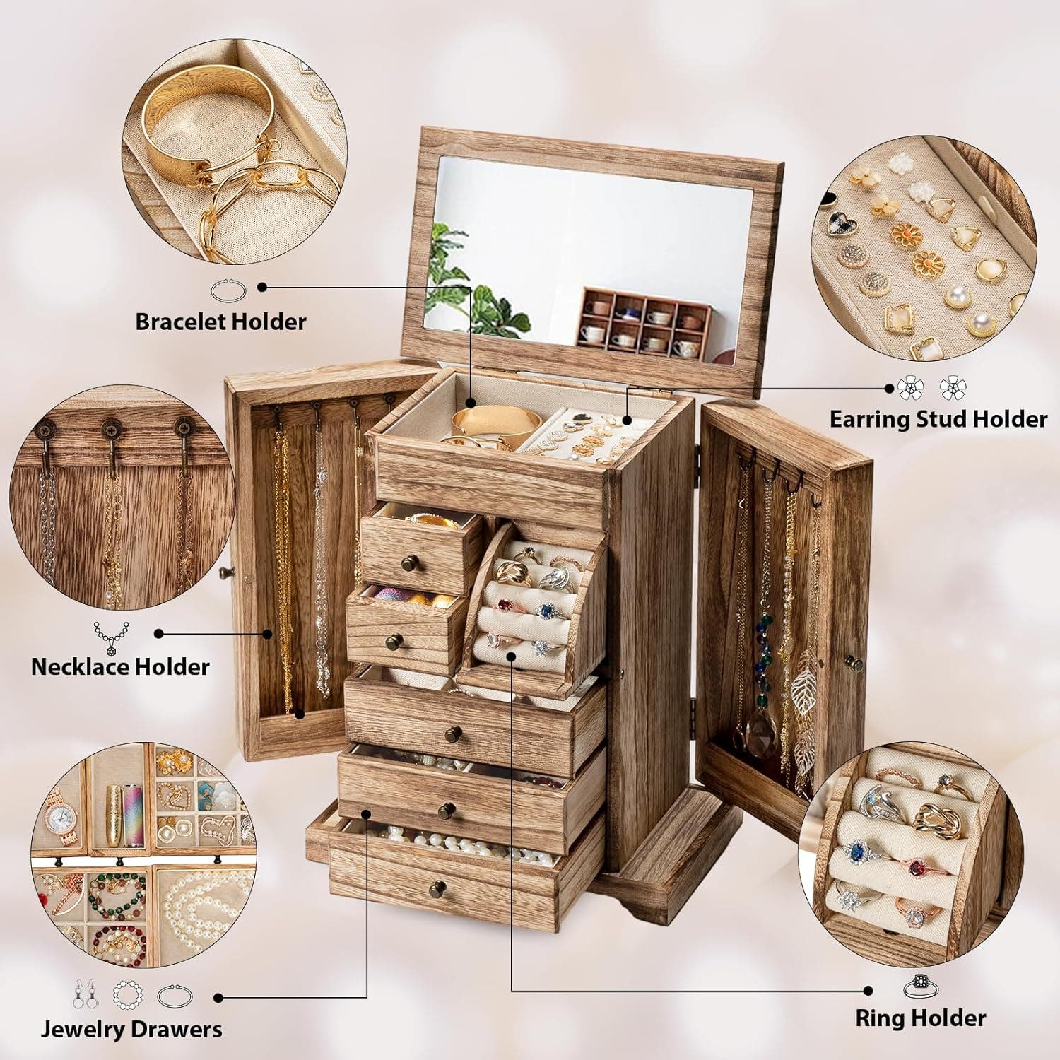 FELIDOMUS Wooden Tabletop Jewelry Armoire | Nordstrom