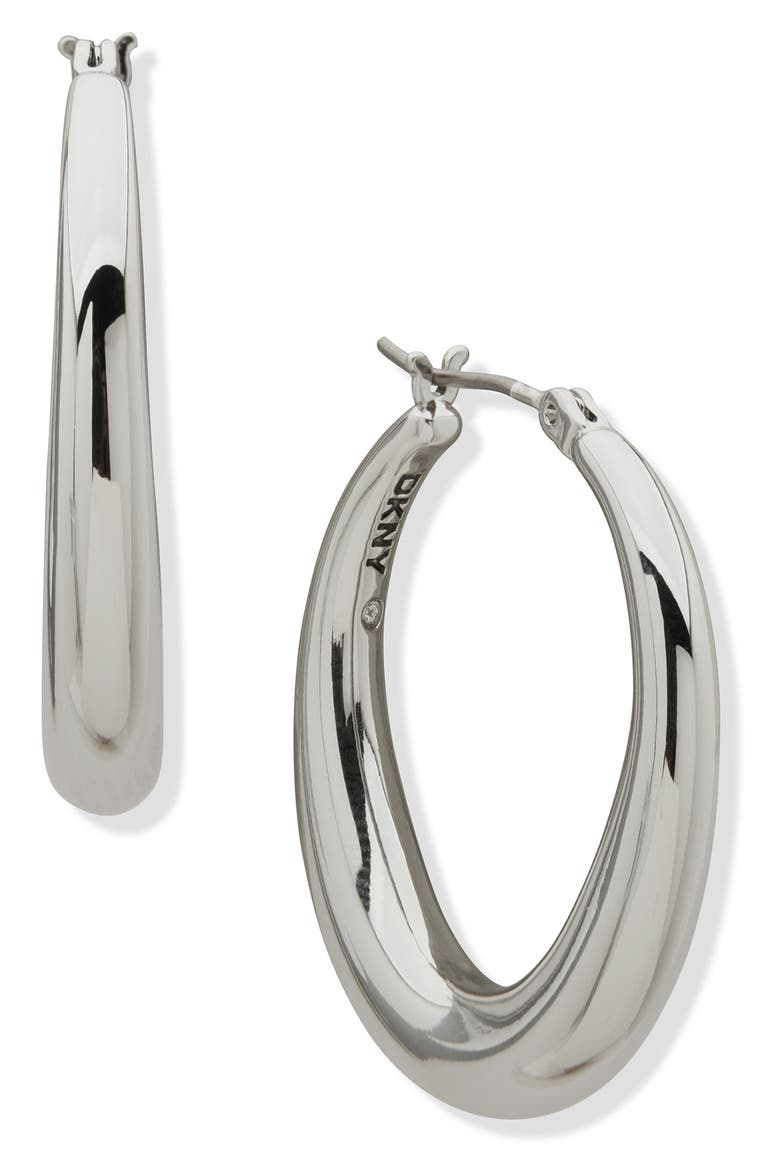 Tapered Hoop Earrings, Main, color, SILVER / RHODIUM