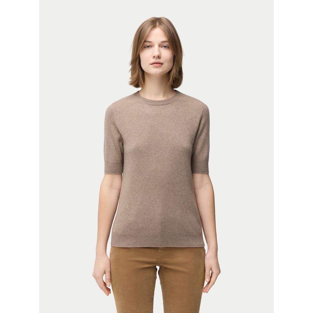Gobi Mongolian Cashmere Crew Neck Cashmere Top In Taupe