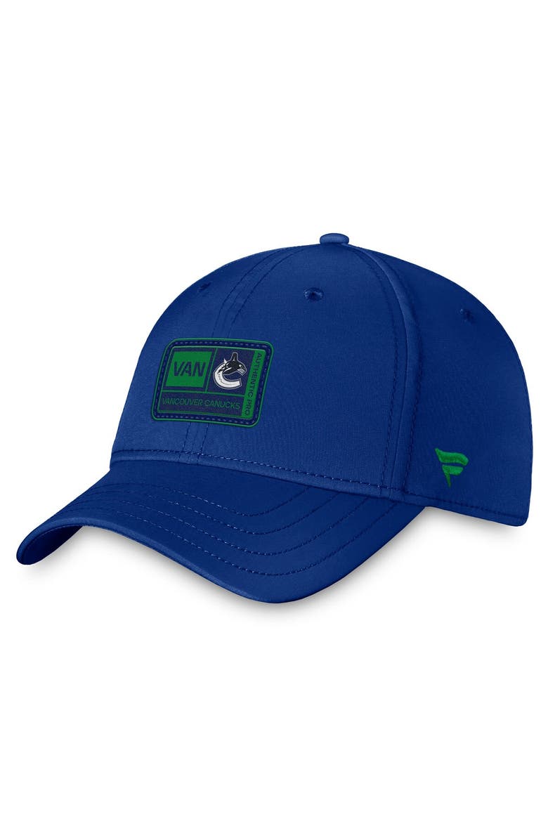 FANATICS Men's Fanatics Branded Blue Vancouver Canucks Authentic Pro Training Camp Flex Hat, Main, color,