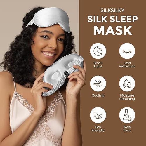 Silksilky 1 Pc 22momme Mulberry Silk 3d Contoured Blackout Eye Mask With Elastic Band In Gray