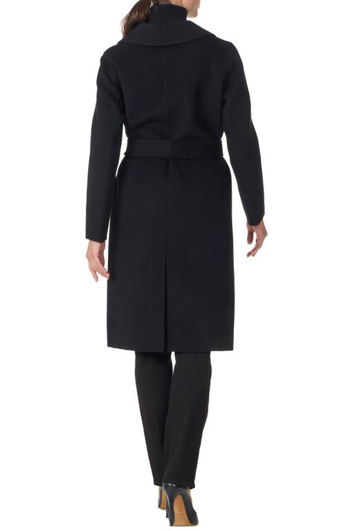 Bruno Magli Double Face Wool Blend Coat In Black