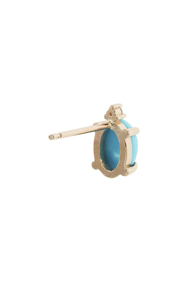 Turquoise Diamond Stud Earrings, Alternate, color, BLUE/ 14K YELLOW GOLD
