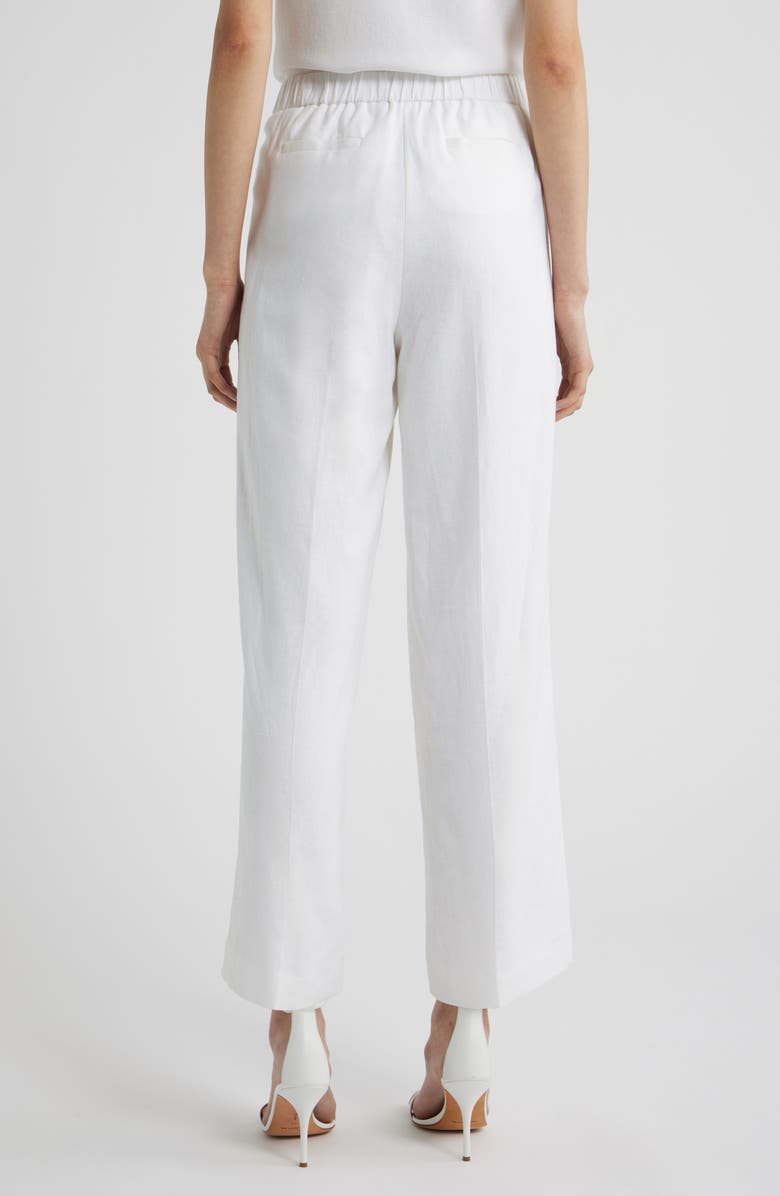 Anne Klein Straight Leg Linen Blend Pants, Alternate, color, Crisp White