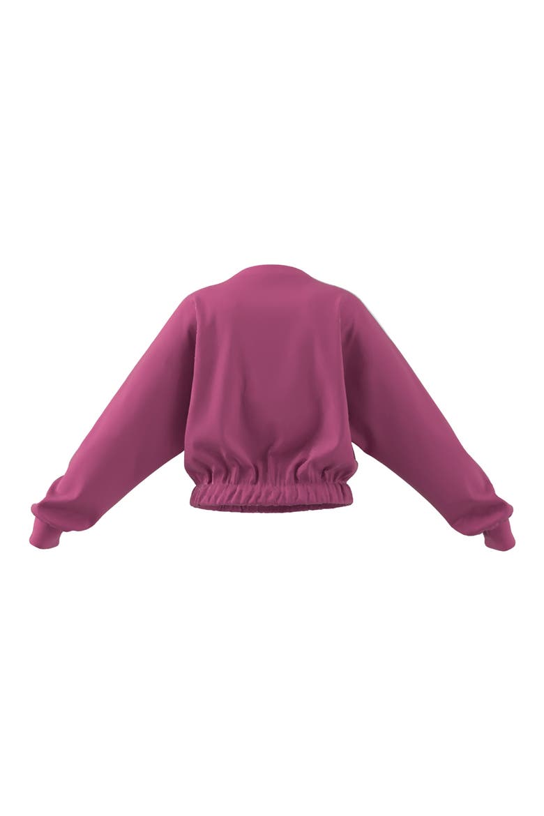 Essential 3-Stripes French Terry Cropped Pullover, Alternate, color, PULSE MAGENTA/ WHITE