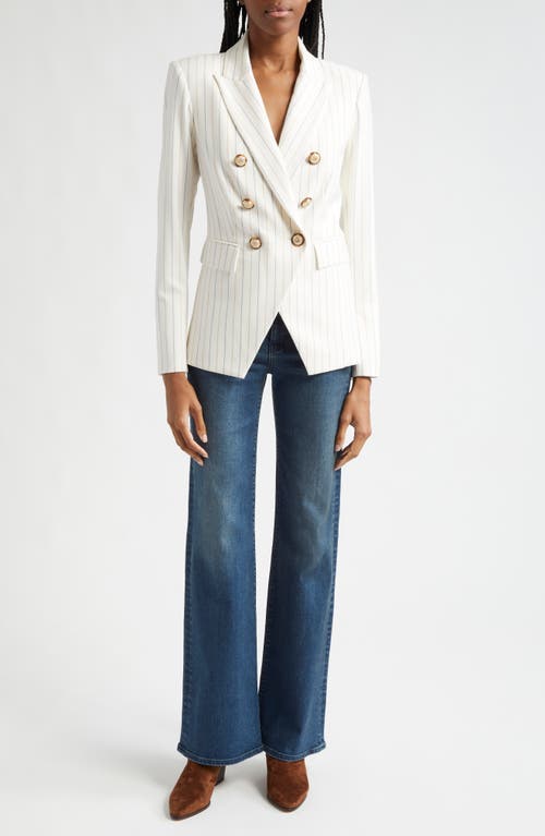 Veronica Beard Miller Stripe Wool Blend Dickey Jacket In Dove Multi
