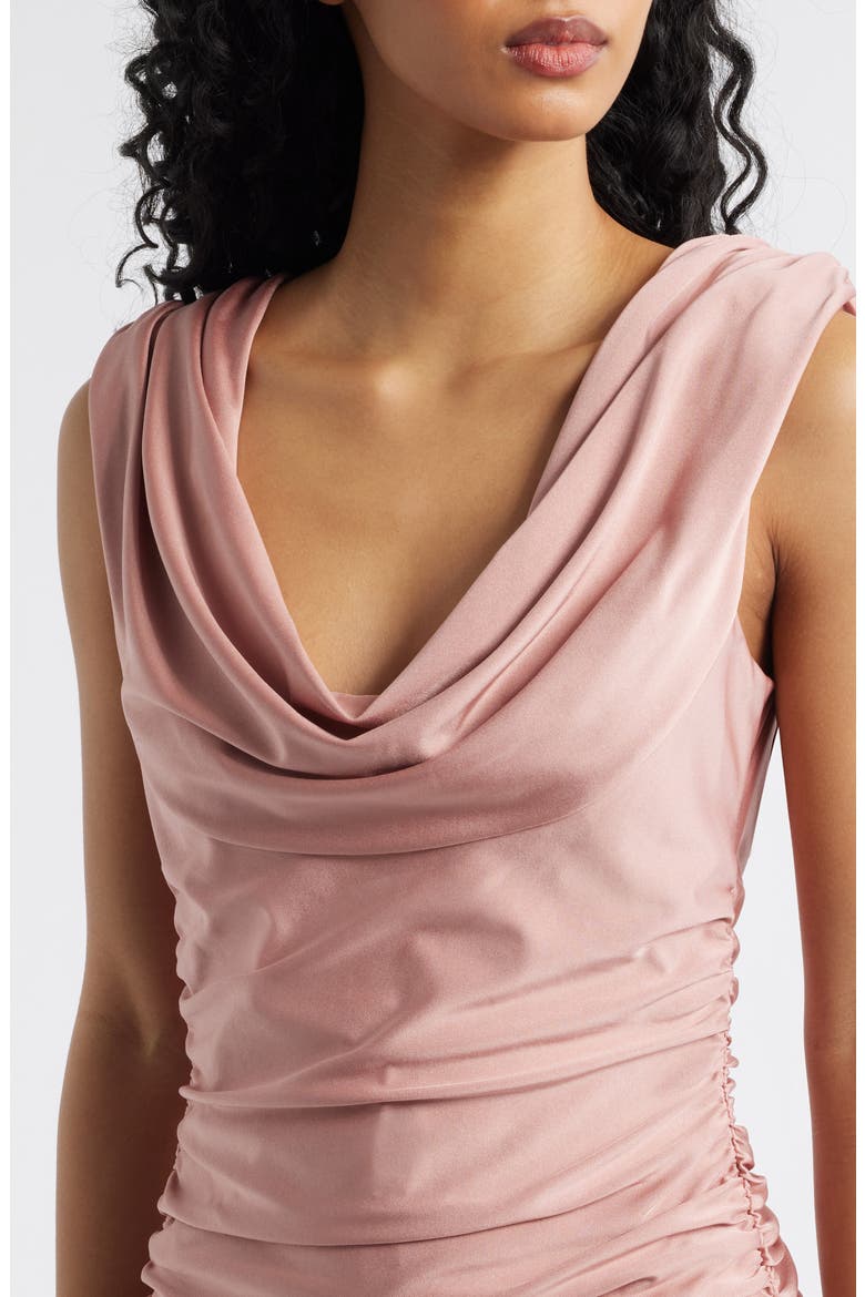 Evangeline Ruched Satin Gown, Alternate, color, DESERT ROSE