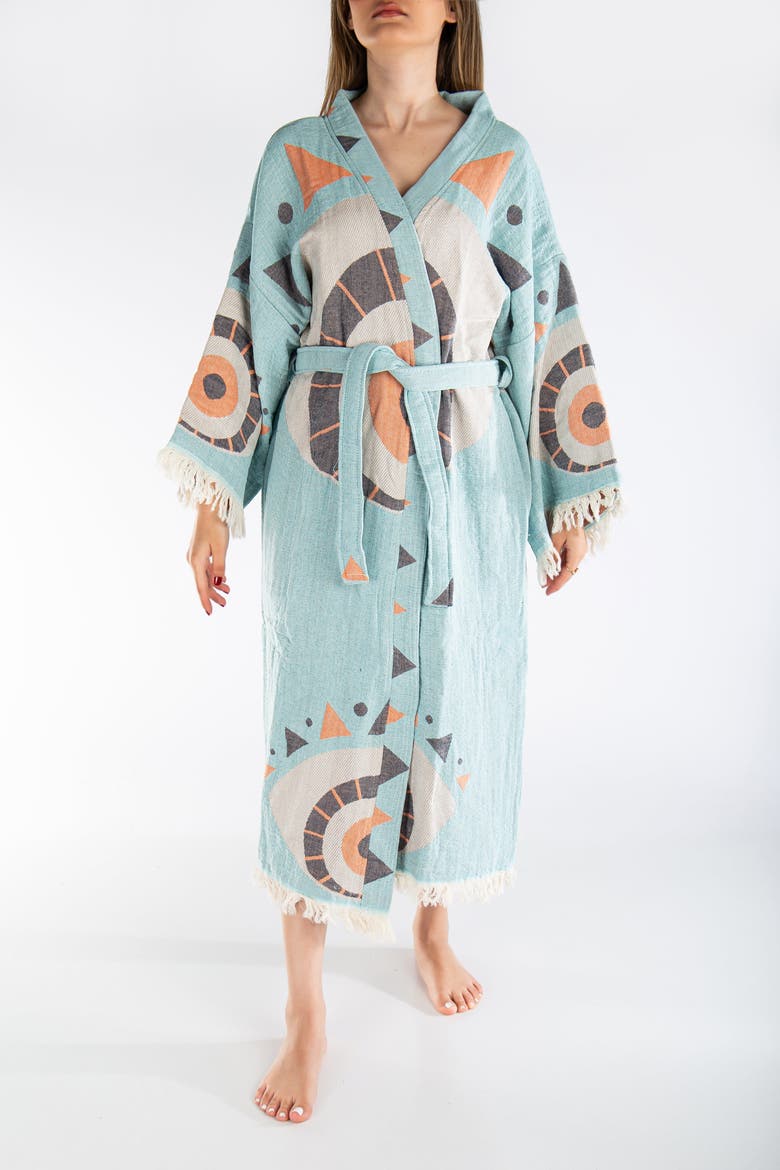 Ciela Handmade Cotton Boho Robe Cover-Up, Alternate, color, Light Blue