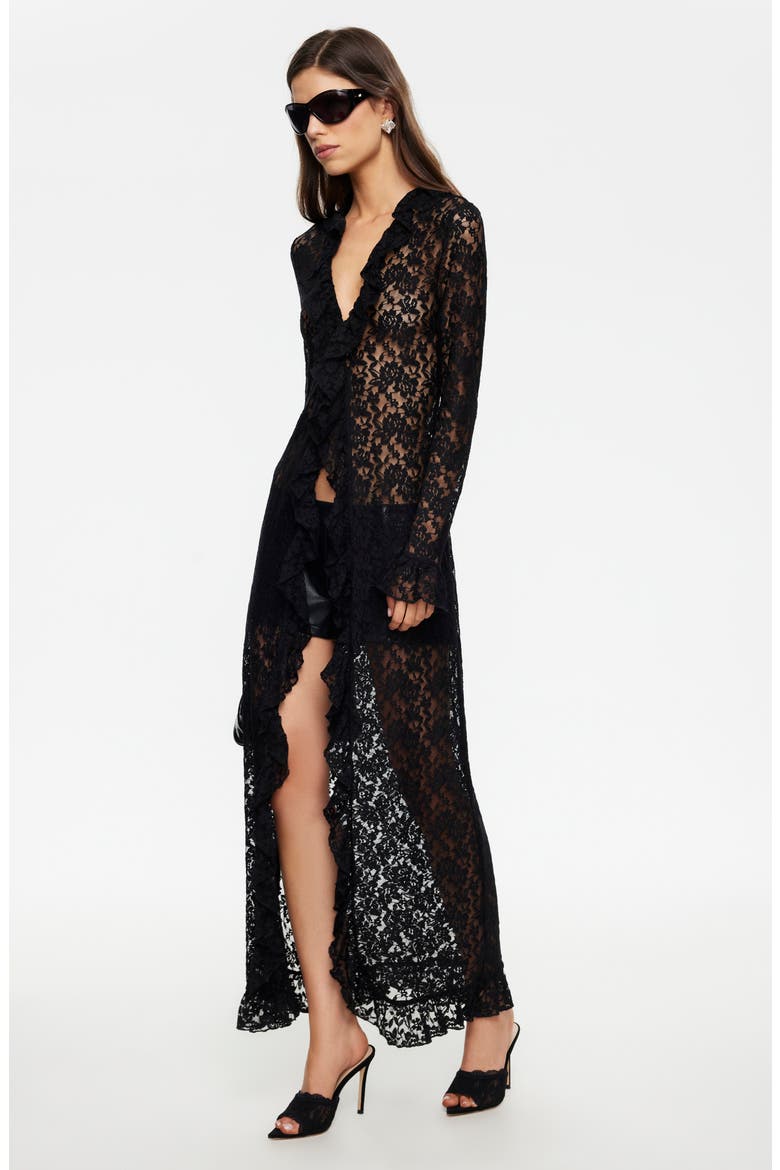 Long Nights Lace Maxi Dress, Alternate, color, NOIR
