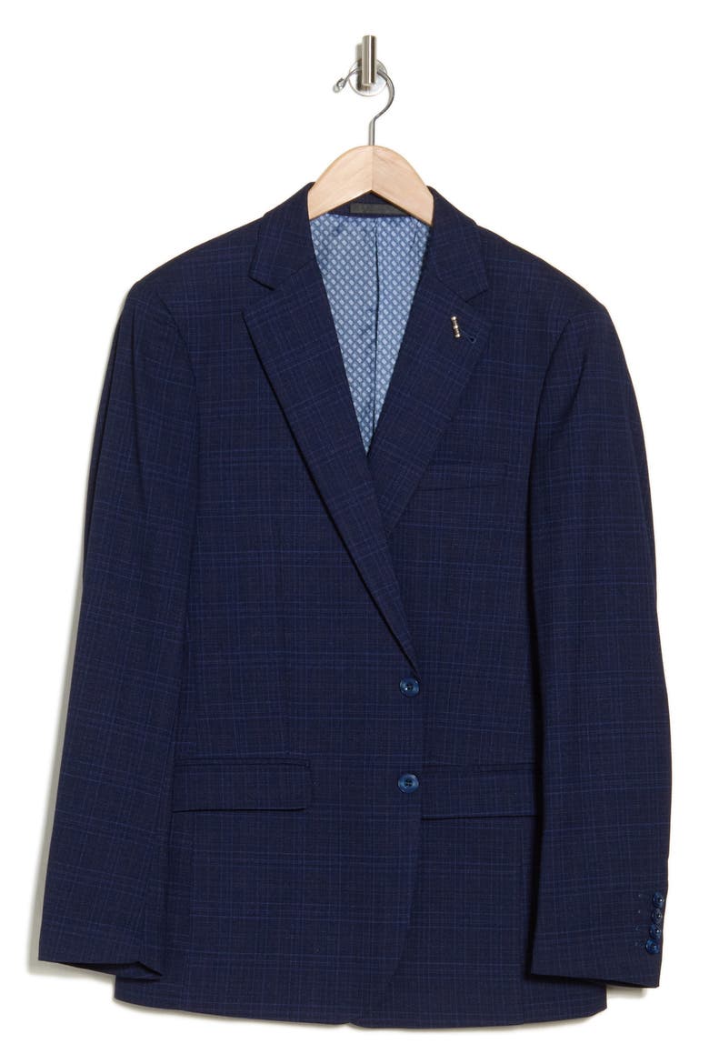 Slim Fit Plaid Blazer, Alternate, color, NAVY