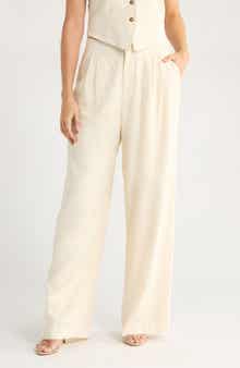 WAYF Wide Leg Linen Blend Pants