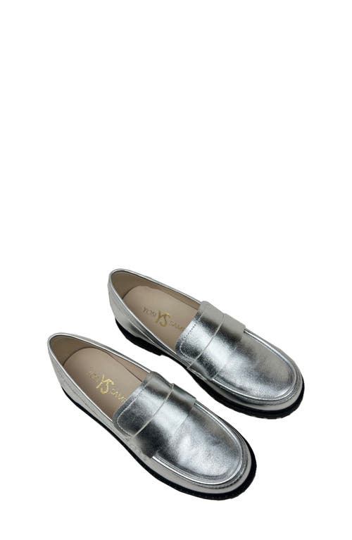 Yosi Samra Kids' Miss Lydia Loafer in Silver Metallic 