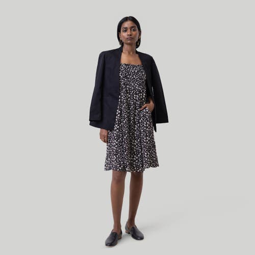 Reistor Ruched Strappy Mini Dress In Black Florals