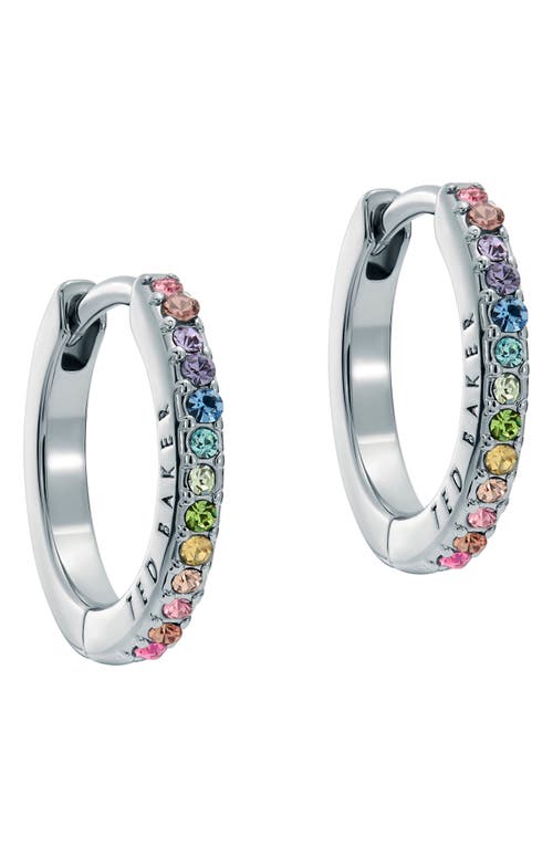Ted Baker Heplie Pavé Hoop Earrings In Silver Tone/rainbow Crystal