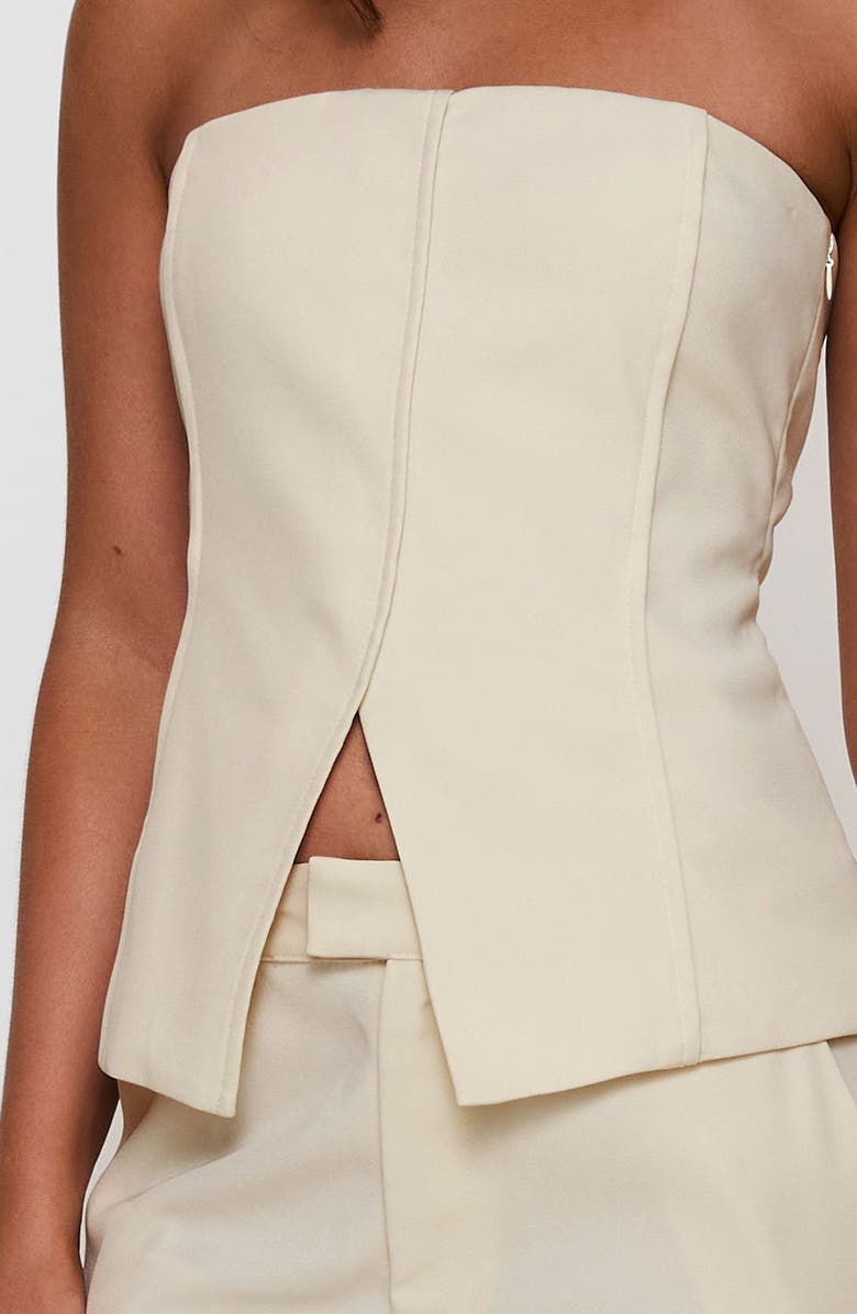 Princess Polly Lavish Living Split Front Strapless Top, Alternate, color, Cream