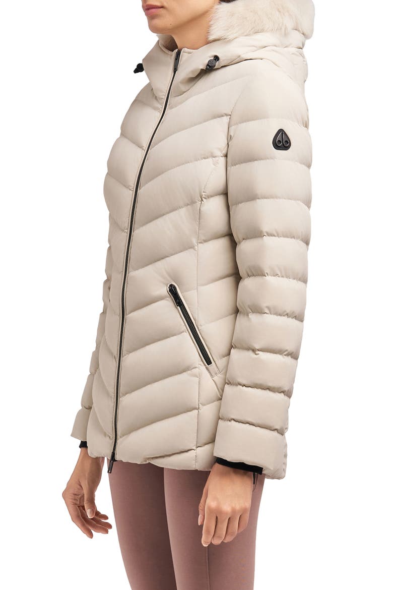 Roselawn 5 Water Repellent 800 Fill Power Down Puffer Jacket with Genuine Shearling Trim, Alternate, color, ALABASTER W/ ALABASTER SH