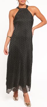 Petal & Pup Melody Plissé Metallic Dot Cocktail Dress