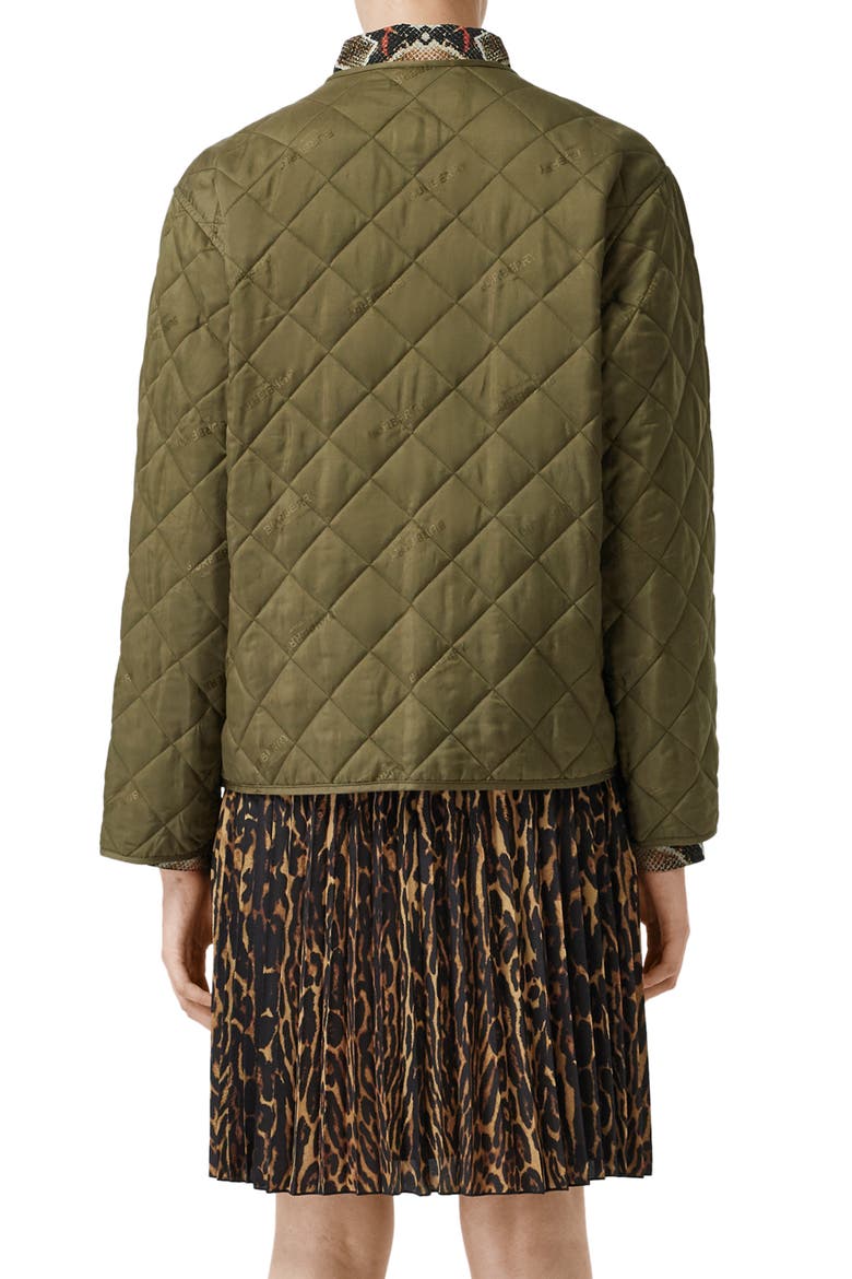 Bardsey Logo Jacquard Diamond Quilted Coat, Alternate, color, OLIVE