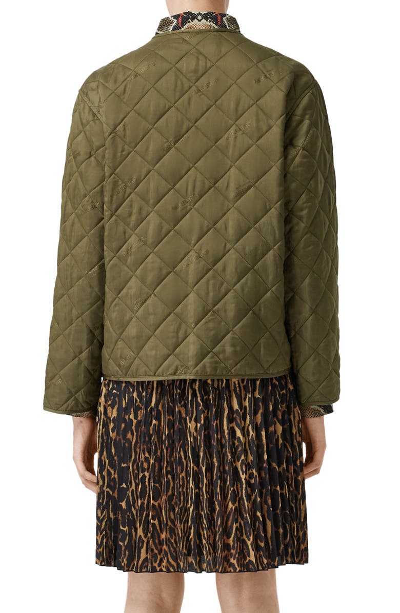 Burberry Bardsey Logo Jacquard Diamond Quilted Coat, Alternate, color, 