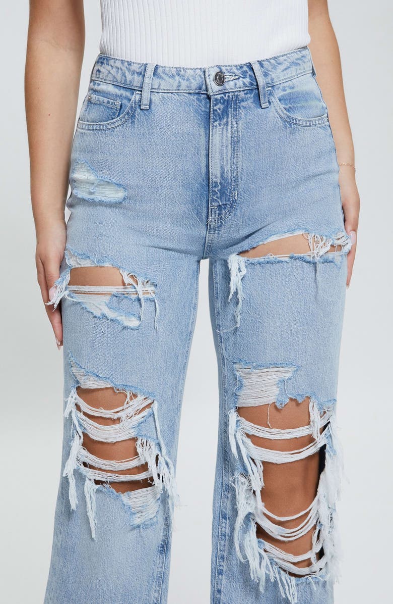 GUESS '90s Distressed High Waist Nonstretch Jeans, Alternate, color,