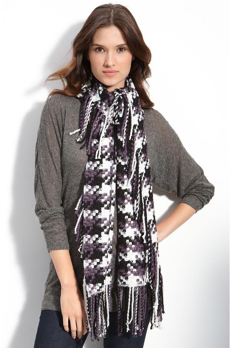 Hinge® Houndstooth Scarf, Main, color, BLACK