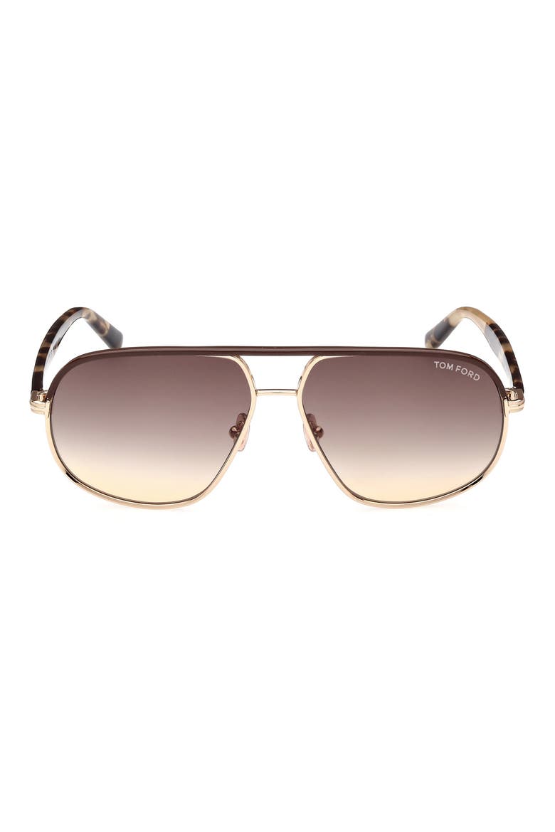 Maxwell 59mm Pilot Sunglasses, Main, color, SHINY ROSE GOLD/GRADIENT BROWN